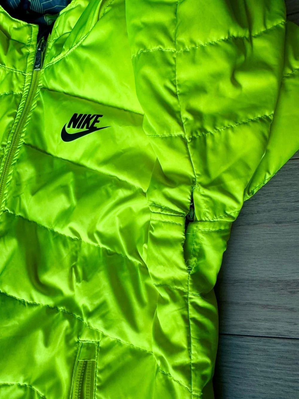 Nike Neon Yellow Kids Hooded Puffer Jacket